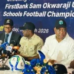 Officials of the First Bank/Sam Okwaraji Secondary Schools Football Championship during a news conference