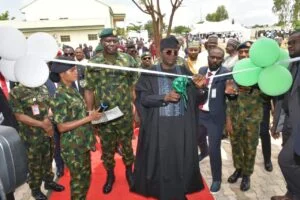 The Minister of State for Defence, Dr Bello Matawalle, during the inauguration of the DICON Institute of Technology in Kaduna on Wednesday