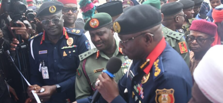 Dr Ahmed Audi, Commandant General (CG), Nigeria Security and Civil Defence Corps (NSCDC), inaugurating a tactical training ground and obstacle course for personnel of the NSCDC FCT Command., on Thursday in Abuja.