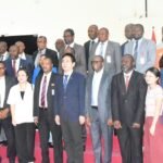 Chairman, Independent Corrupt Practices and Other Related Offences Commission (ICPC), Dr Musa Aliyu (4th R); Provost of the Anti-Corruption Academy of Nigeria (ACAN), Prof. Sheriff Ibrahim (3rd R); Cultural Counselor of Chinese Embassy in Nigeria and Director of China Cultural Centre in Nigeria, Counselor Yang Jianxing (M); and other Directors during the ICPC /ACAN third International Diploma Dialogue in Abuja on Monday