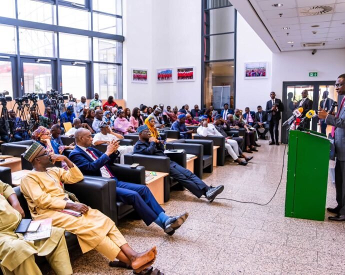 EFCC Chairman, Ola Olukoyede, addressing the media on Monday in Abuja
