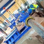 Ongoing installation of new pumps at the Iju Headworks and Akute water intake stations.