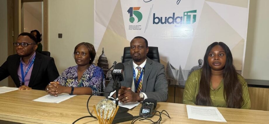 Officials of BudgIT Foundation, a civic-tech organisation and public finance think-tank a a news briefig to mark the organisation 15th anniversary on Monday in Abuja