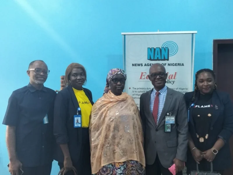L-R: Emmanuel Afonne, Assistant Editor-in-Chief, NAN; Abigail Ekiofenue, Corporate Communications Executive, CBN Africa; Hajia Hadiza Aliyu, Editor-in-Chief, NAN; Mr Austin Ekanem, Director of Programmes, Flame TV AND Production Manager, CBN, and Anne Onuoha, Editor, Flame TV
